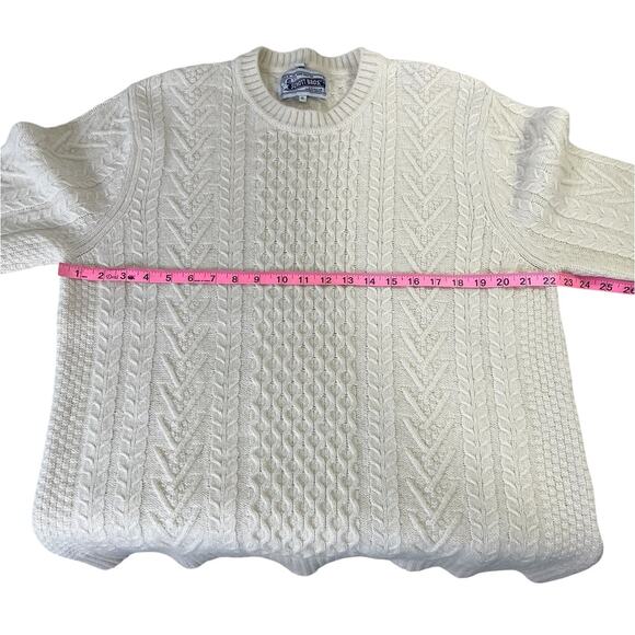 Schott Bros. Hand Crafted Wool Blend Cable Knit Sweater Fisherman Cream Mens XL - Picture 4 of 8
